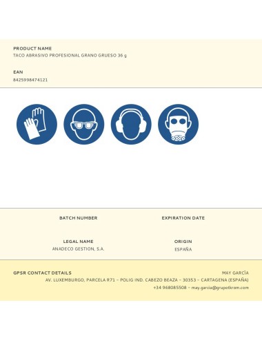Taco abrasivo profesional grano grueso 36 g