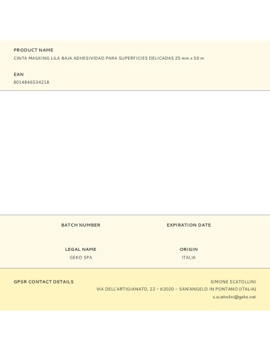 Cinta masking lila baja adhesividad para superficies delicadas 25 mm x 50 m