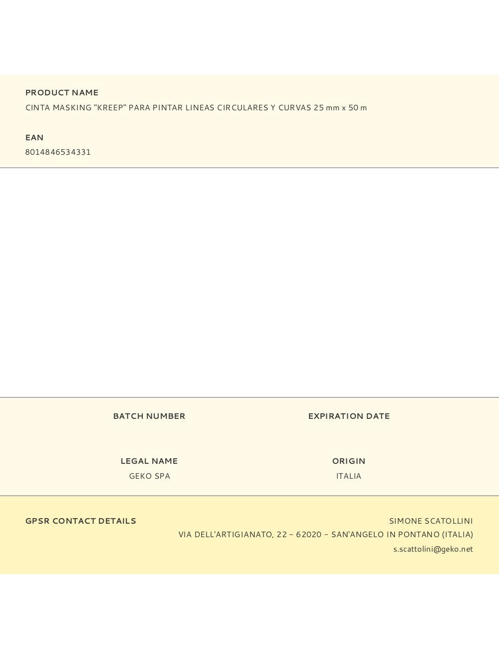 Cinta masking "kreep" para pintar lineas circulares y curvas 25 mm x 50 m