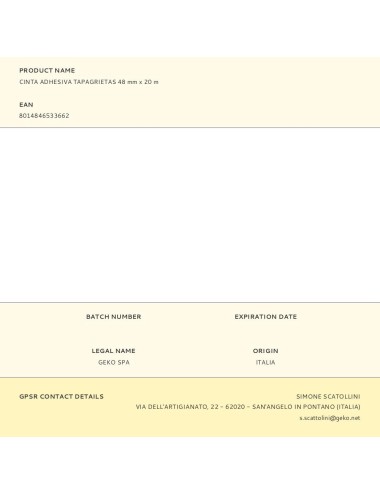 Cinta adhesiva tapagrietas 48 mm x 20 m