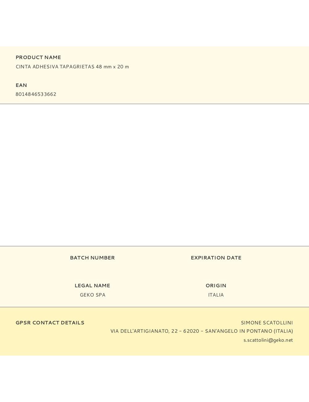 Cinta adhesiva tapagrietas 48 mm x 20 m