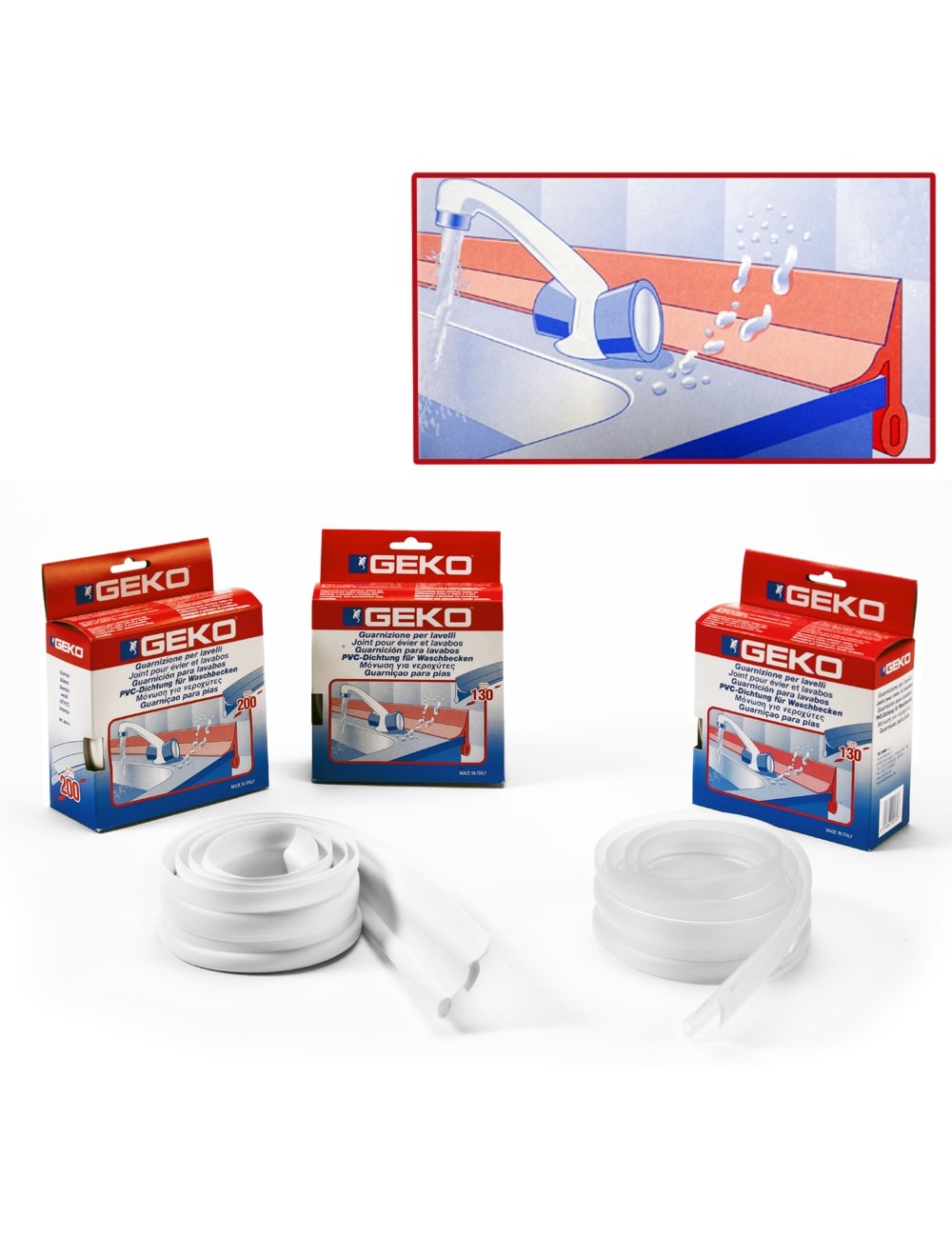 Guarnicion pvc para lavabos - fregaderos blanco 130 cm