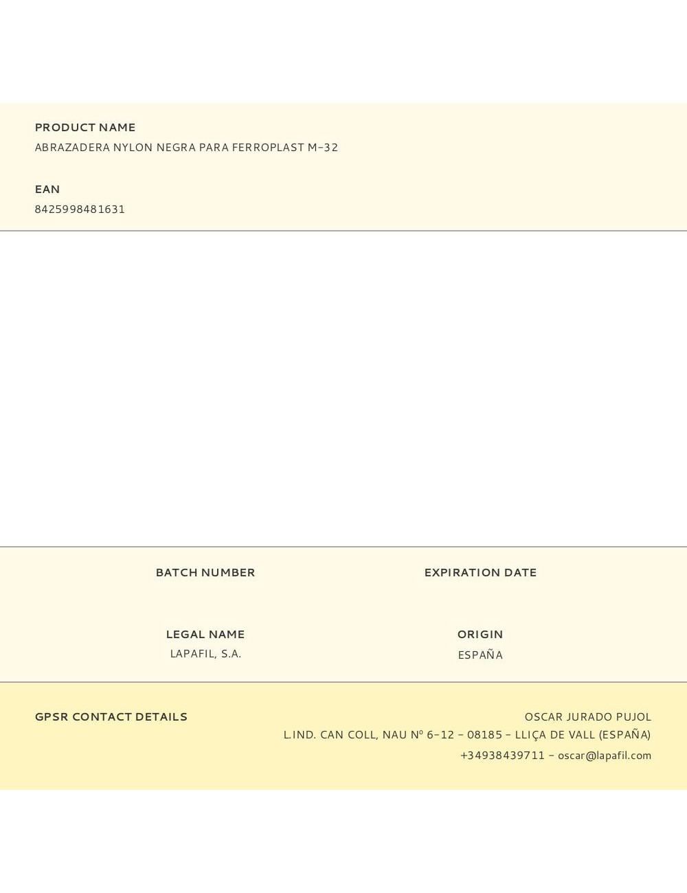 Abrazadera nylon negra para ferroplast m-32