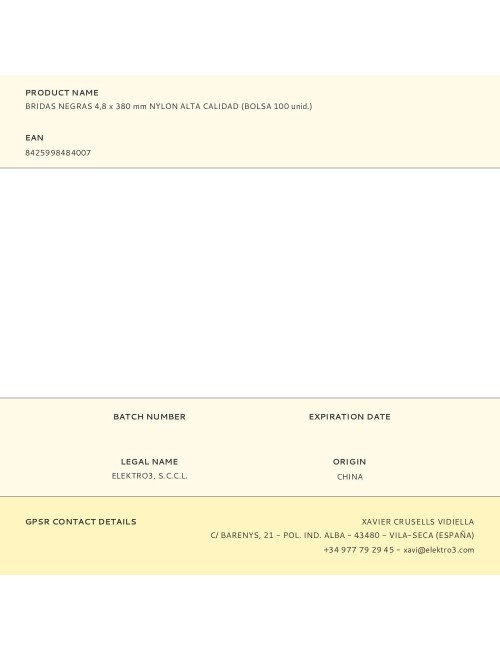 Bridas negras 4,8 x 380 mm nylon alta calidad (bolsa 100 unid.)