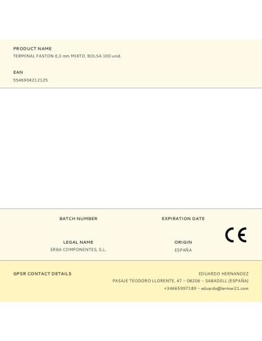 Terminal faston 6,3 mm mixto, bolsa 100 uds