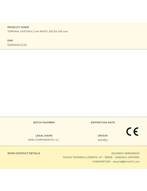 Terminal faston 6,3 mm mixto, bolsa 100 uds