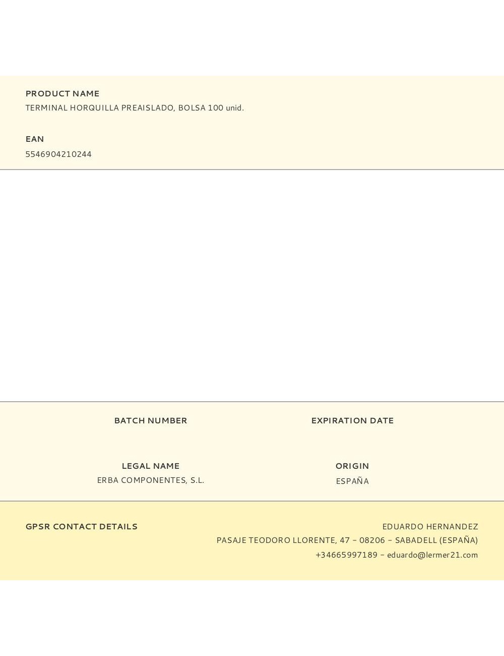Terminal horquilla preaislado, bolsa 100 uds