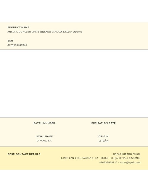 Anclaje de acero lp 6.8 zincado blanco 8 x 60 mm, ø10 mm