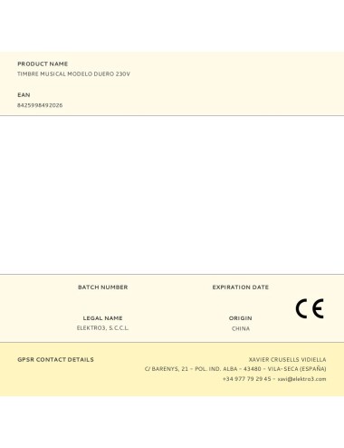 Timbre musical modelo duero 230v