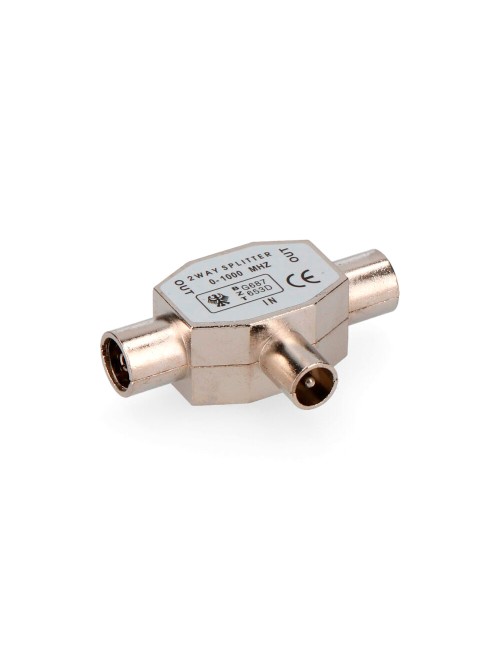 Derivador tv 1 clavija + 2 bases metálico extra retractilado