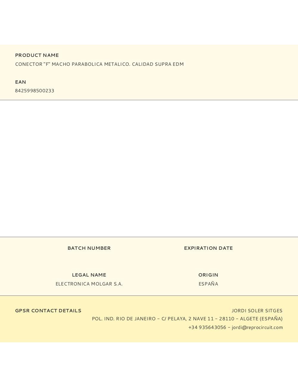 Conector "f" macho parabolica metalico. calidad supra edm