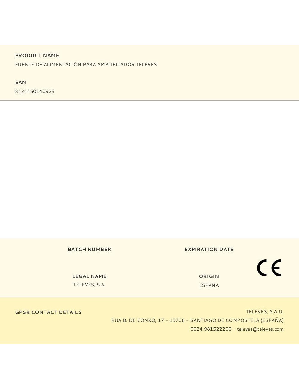 Fuente de alimentación para amplificador televes
