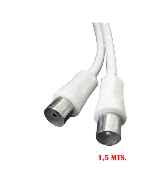 Prolongación tv-video recta 9,5mm 1,5m envasada blanca