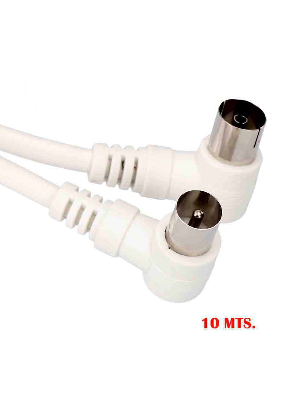 Prolongacion tv acodada 9,5mm 10m envasada blanca