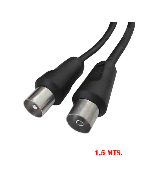 Prolongación tv-video 9,5mm 1,5m envasada negra