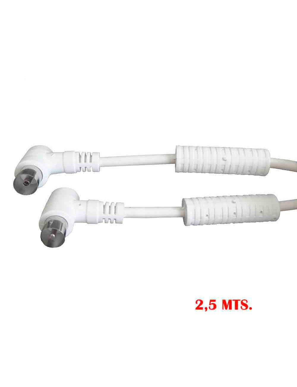 Prolongacion tv-video acodada con filtro 9,5mm - 2,5m blanco