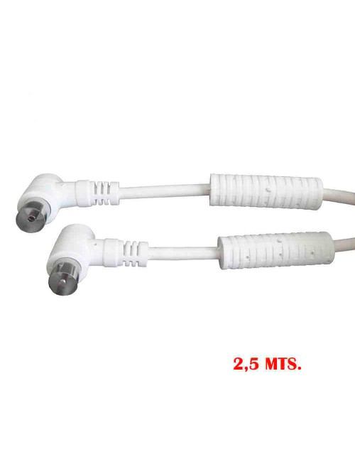 Prolongacion tv-video acodada con filtro 9,5mm - 2,5m blanco