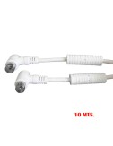 Prolongacion tv-video acodada con filtro 9,5mm 10m envasada blanca