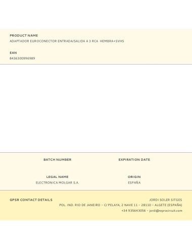 Adaptador euroconector entrada/salida a 3 rca hembra+svhs