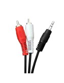 Cable audio estéreo jack macho a 2 rca macho 3,5mm, 1,5m, negro