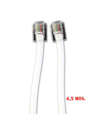 Prolongación telefónica 4,5m 4 vias macho-macho