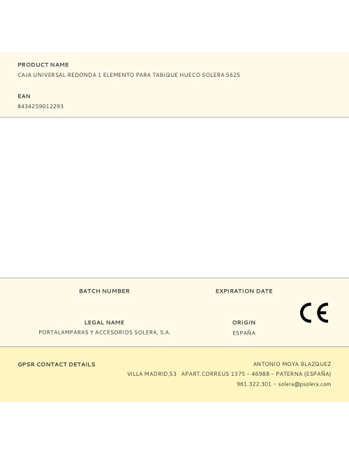 Caja universal redonda 1 elemento para tabique hueco solera 5625