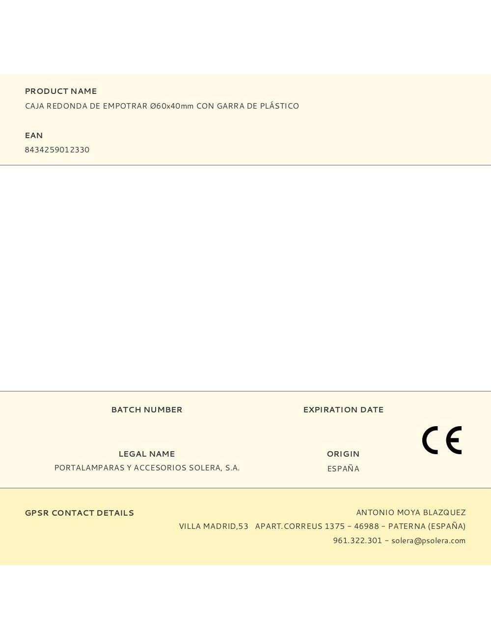 Caja redonda de empotrar ø60x40mm con garra de plástico