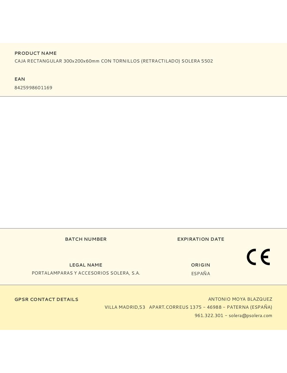 Caja rectangular 300x200x60mm con tornillos (retractilado) solera 5502