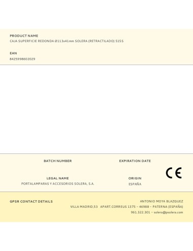 Caja superficie redonda ø113x41mm solera (retractilado) 515s