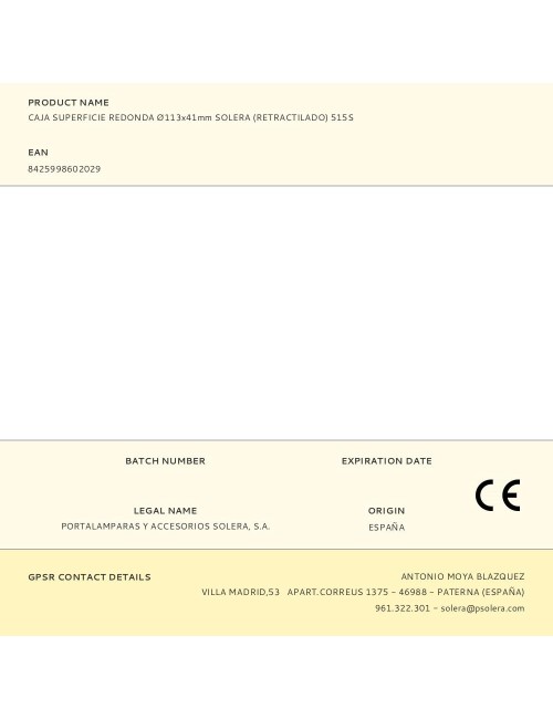 Caja superficie redonda ø113x41mm solera (retractilado) 515s