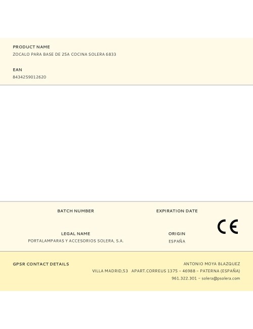 Zocalo para base de 25a cocina solera 6833