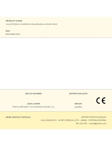 Caja estanca cuadrada 100x100x45mm solera s615