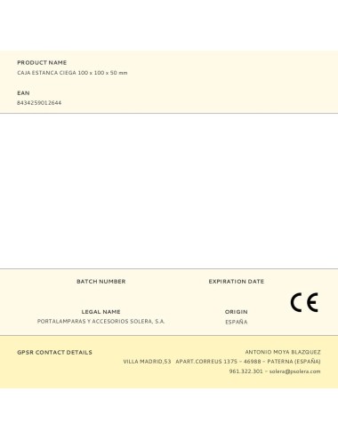 Caja estanca ciega 100 x 100 x 50 mm