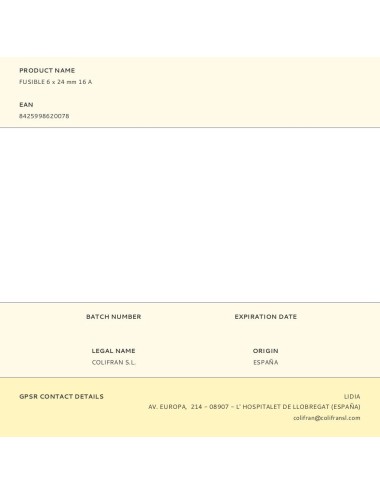 Fusible 6 x 24 mm 16 a