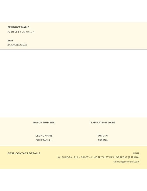 Fusible 5 x 20 mm 1 a