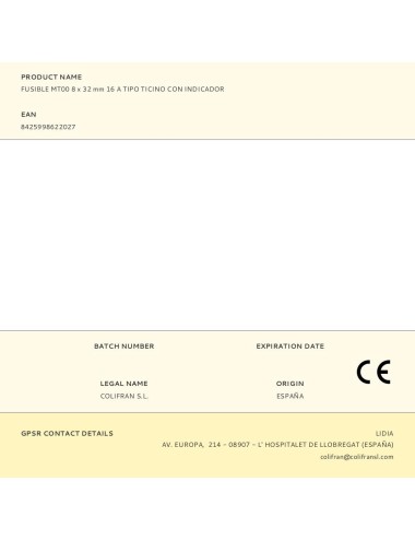 Fusible mt00 8 x 32 mm 16 a tipo ticino con indicador