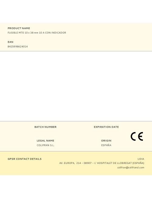 Fusible mt0 10 x 38 mm 10 a con indicador