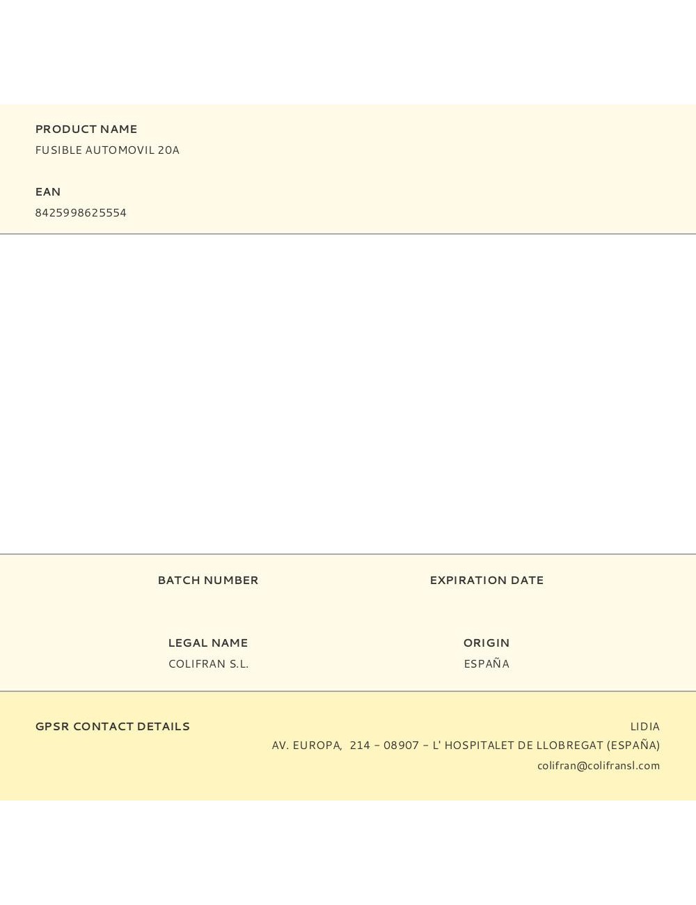 Fusible automovil 20a