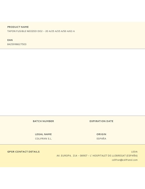 Tapon fusible neozed do2 - 20 a/25 a/35 a/50 a/63 a