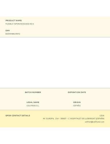 Fusible tapon roscado 40 a