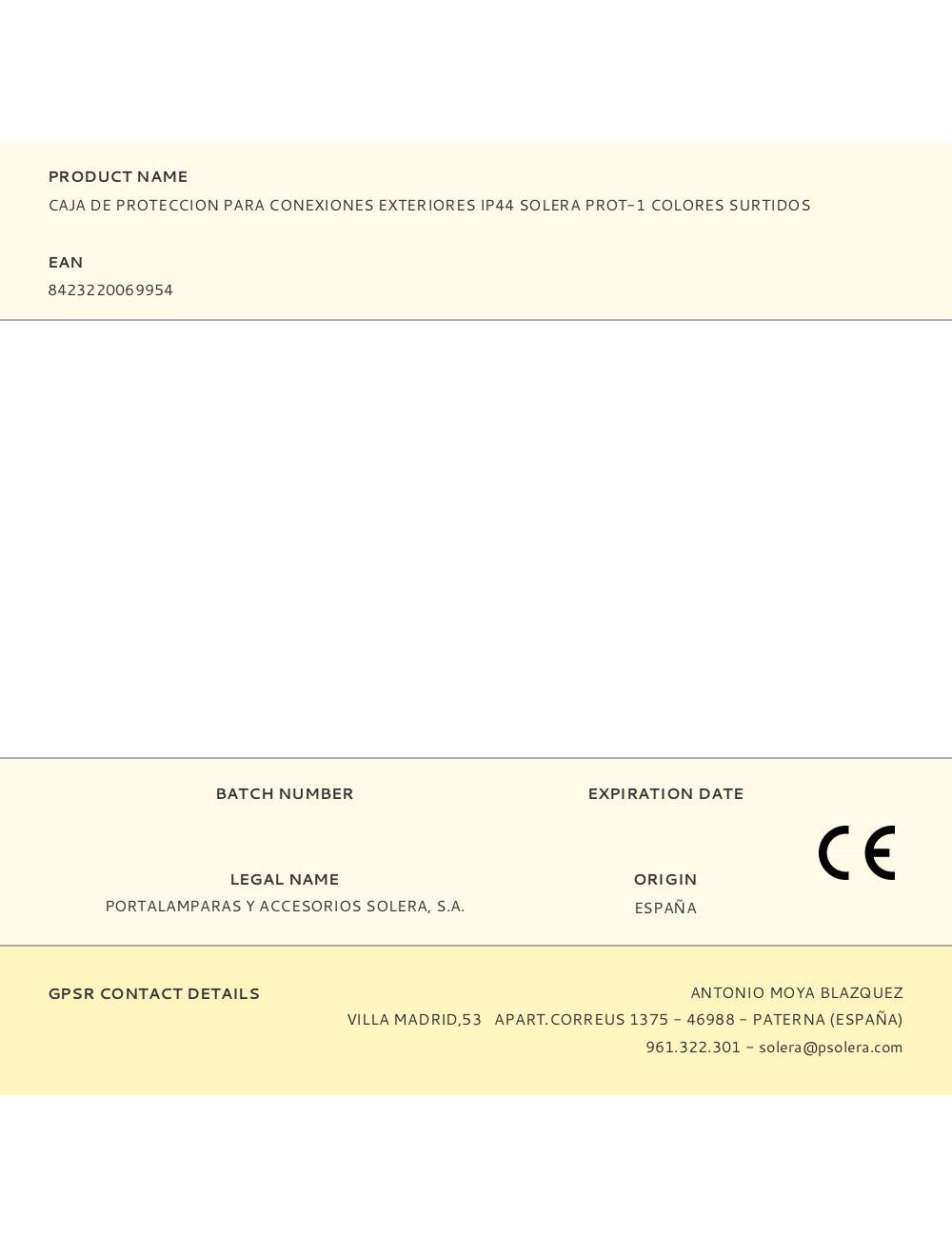 Caja de proteccion para conexiones exteriores ip44 solera prot-1 colores surtidos