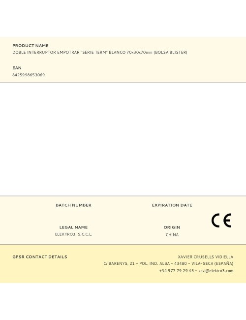 Doble interruptor empotrar "serie term" blanco 70x30x70mm (bolsa blister)
