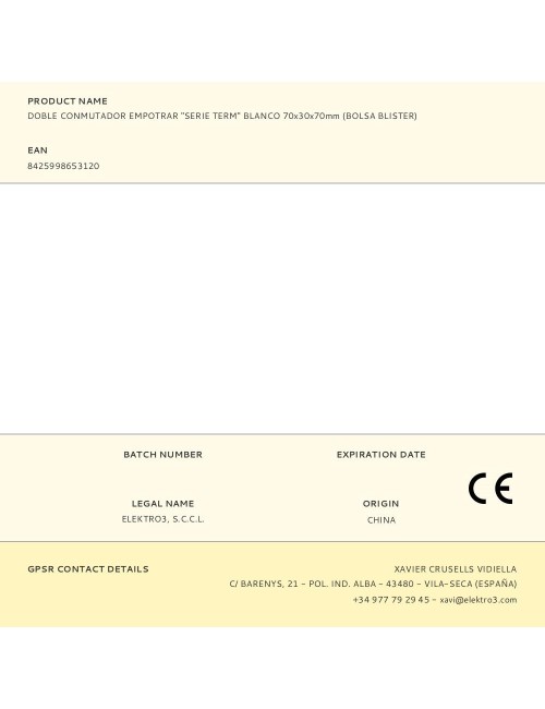 Doble conmutador empotrar "serie term" blanco 70x30x70mm (bolsa blister)
