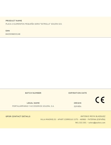 Placa 2 elementos pequeña serie "estrella" solera 521