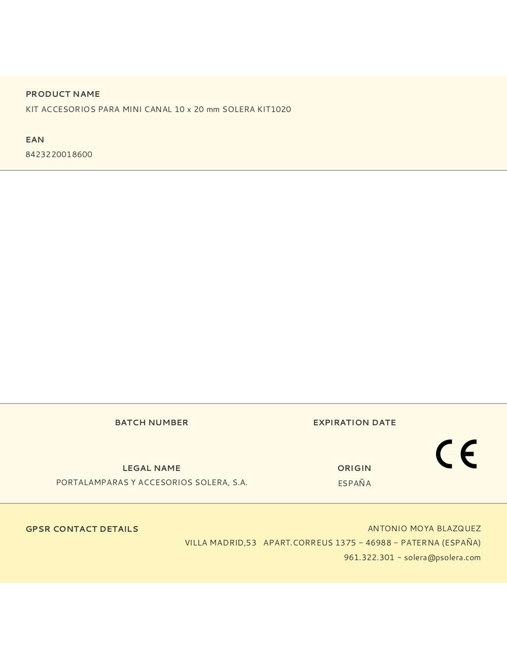 Kit accesorios para mini canal 10 x 20 mm solera kit1020