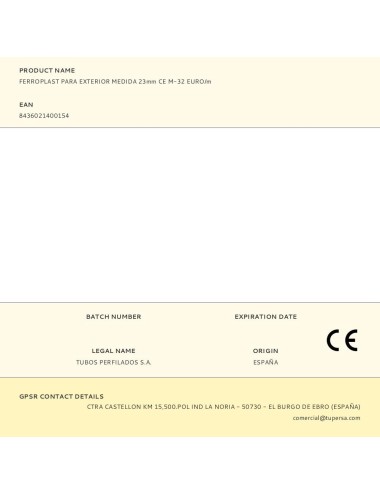 Ferroplast para exterior medida 23mm ce m-32 euro/m