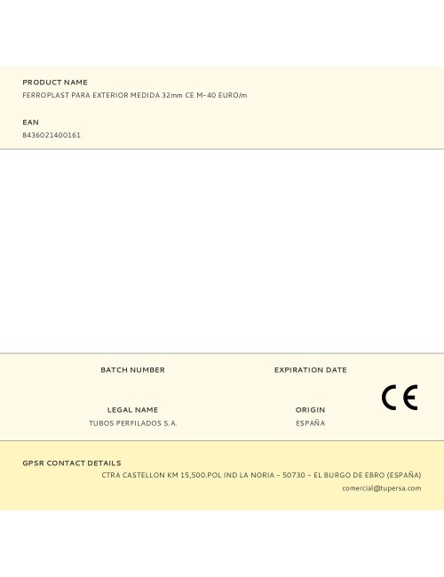Ferroplast para exterior medida 32mm ce m-40 euro/m