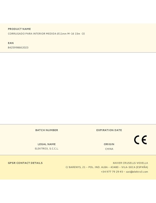 Corrugado para interior medida ø11mm m-16 15m ce