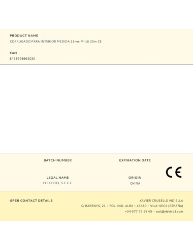 Corrugado para interior medida 11mm m-16 20m ce