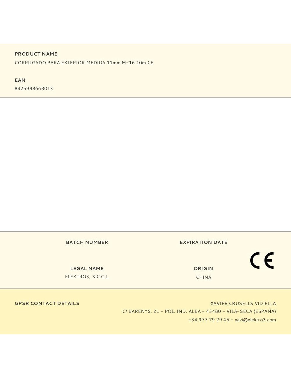 Corrugado para exterior medida 11mm m-16 10m ce